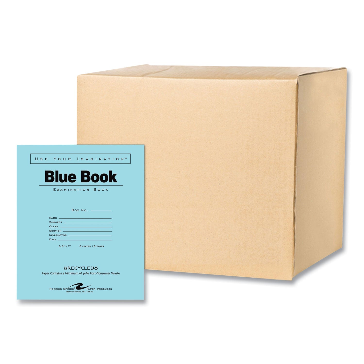 Recycled Exam Book | Wide Rule, Blue, 600/CT