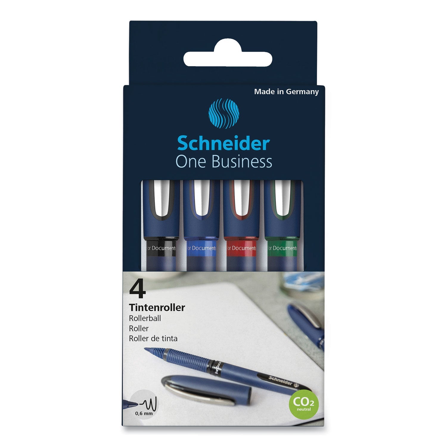 Schneider® One Business Rollerball Pen, Stick, Fine 0.6 mm, Assorted Ink and Barrel Colors, 4/Pack - Bloom Skins
