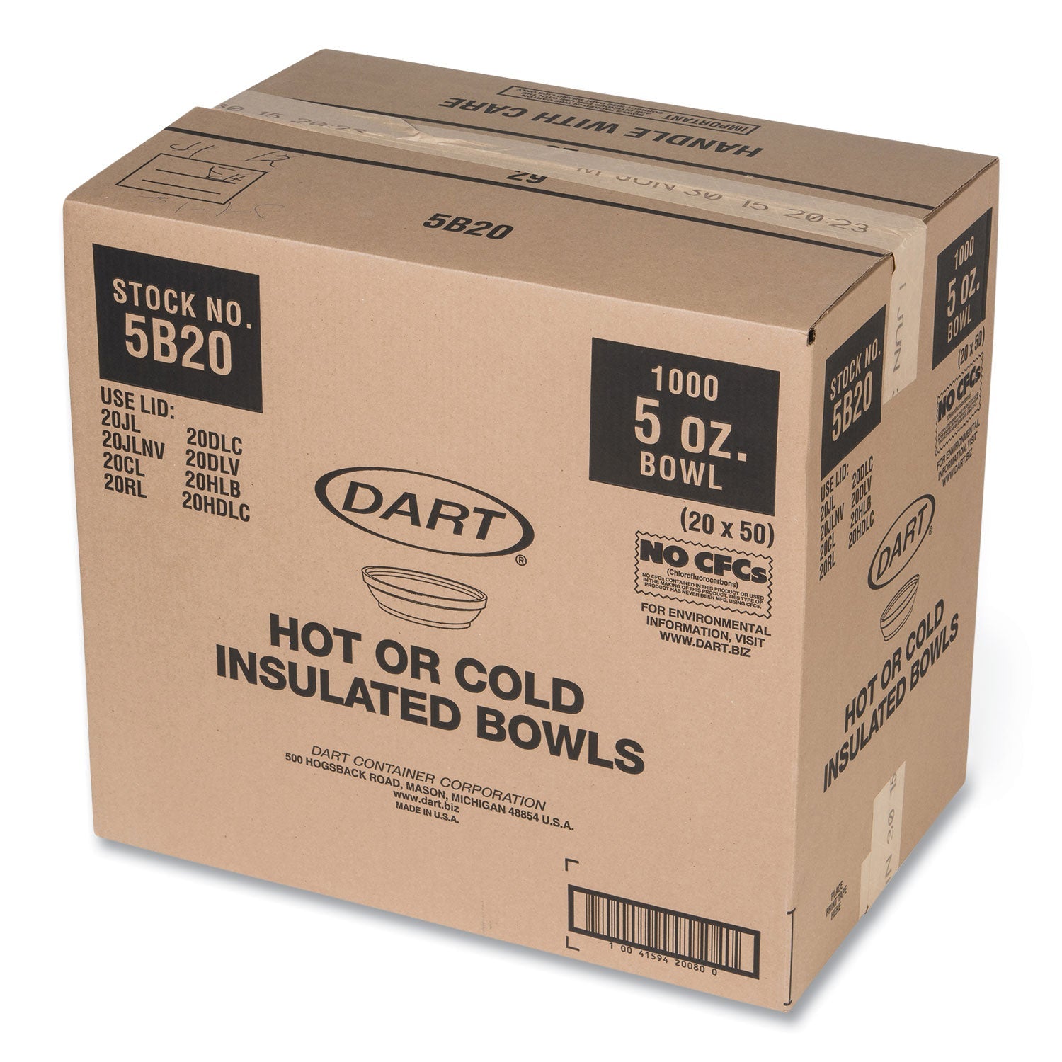 Dart® Insulated Foam Bowls, 5 Oz, White, 50/pack, 20 Packs/carton