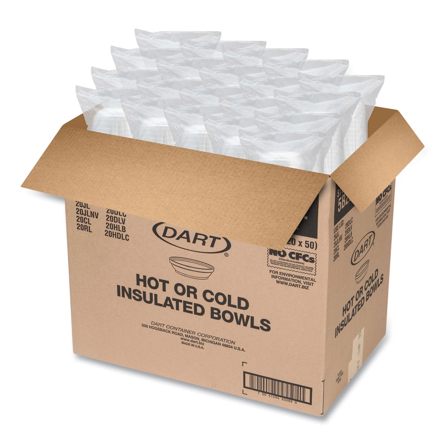 Dart® Insulated Foam Bowls, 5 Oz, White, 50/pack, 20 Packs/carton