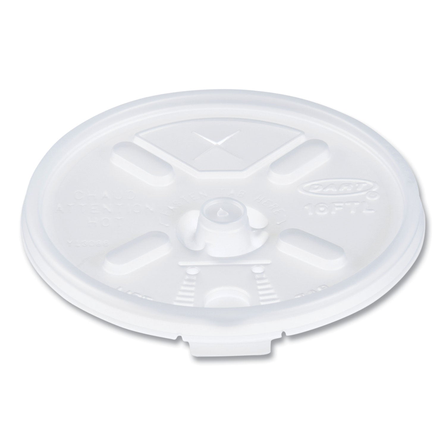 Dart® Lift n' Lock Plastic Hot Cup Lids With Straw Slot, Fits 12 oz to 24 oz Hot Cups, Plastic, Translucent, 100/Pack, 10 Packs/CT