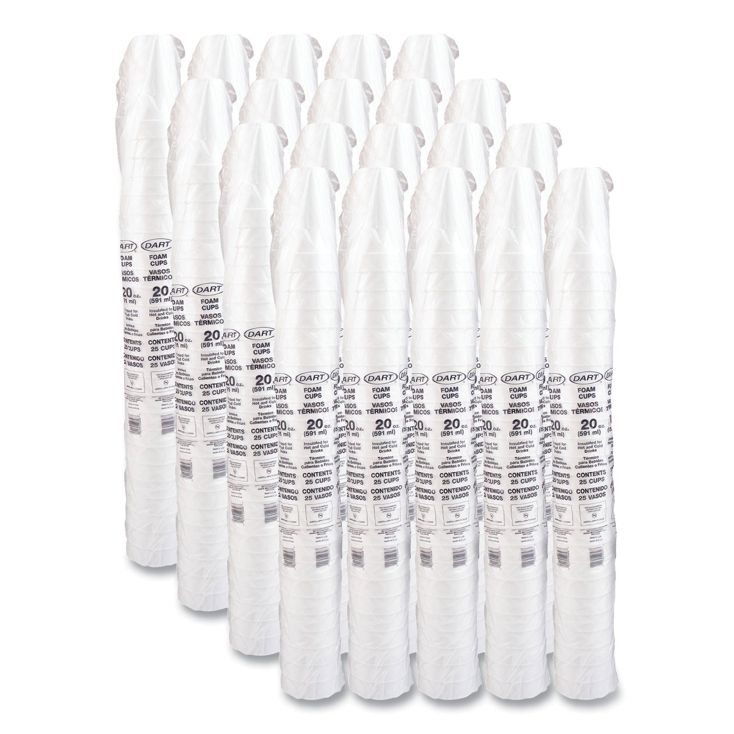 Dart® Foam Drink Cups, 20 Oz, White, 500/carton