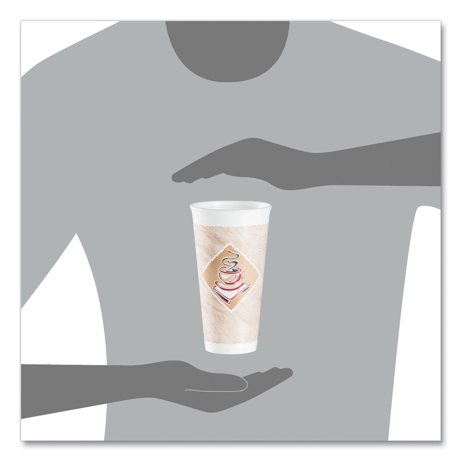 Dart® Cafe G Foam Hot/cold Cups, 20 Oz, Brown/red/white, 20/pack