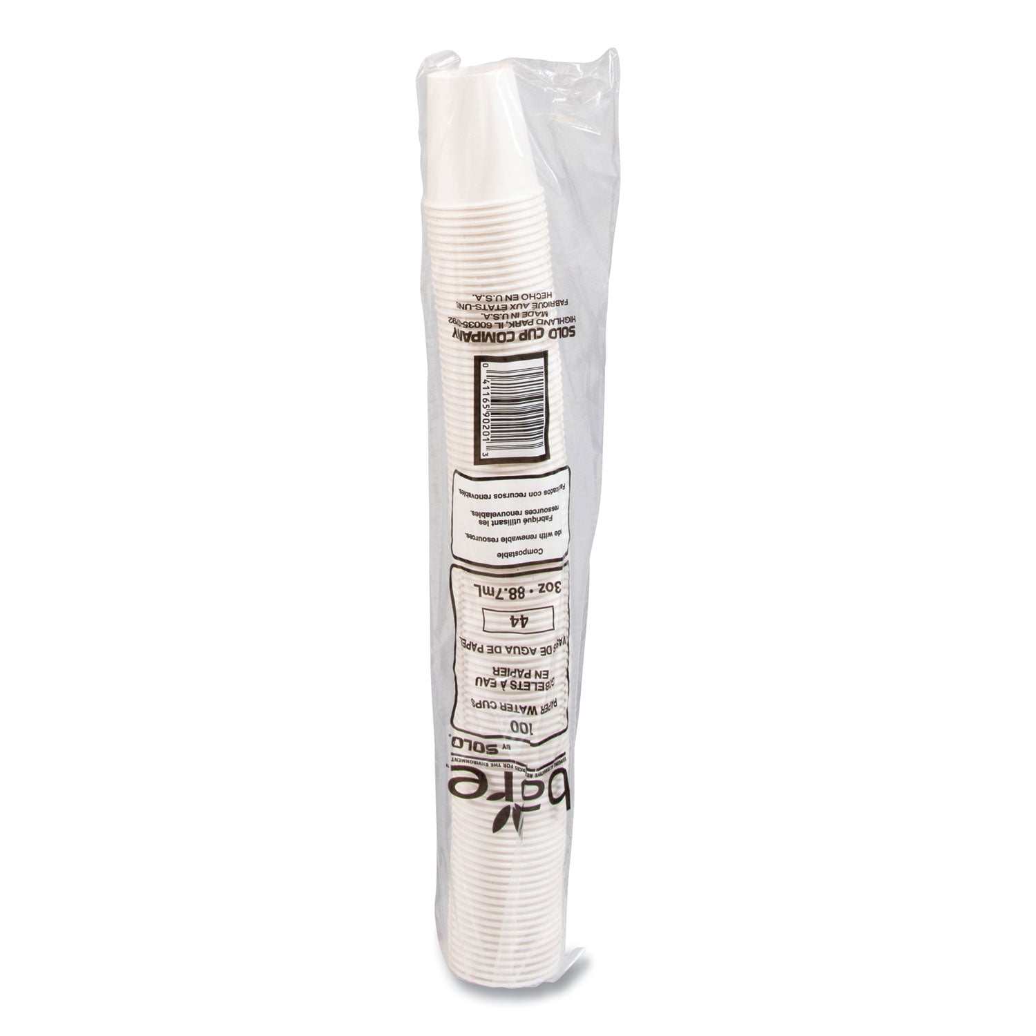 SOLO® Paper Water Cups, 3 oz, White, 100/Bag, 50 Bags/Carton