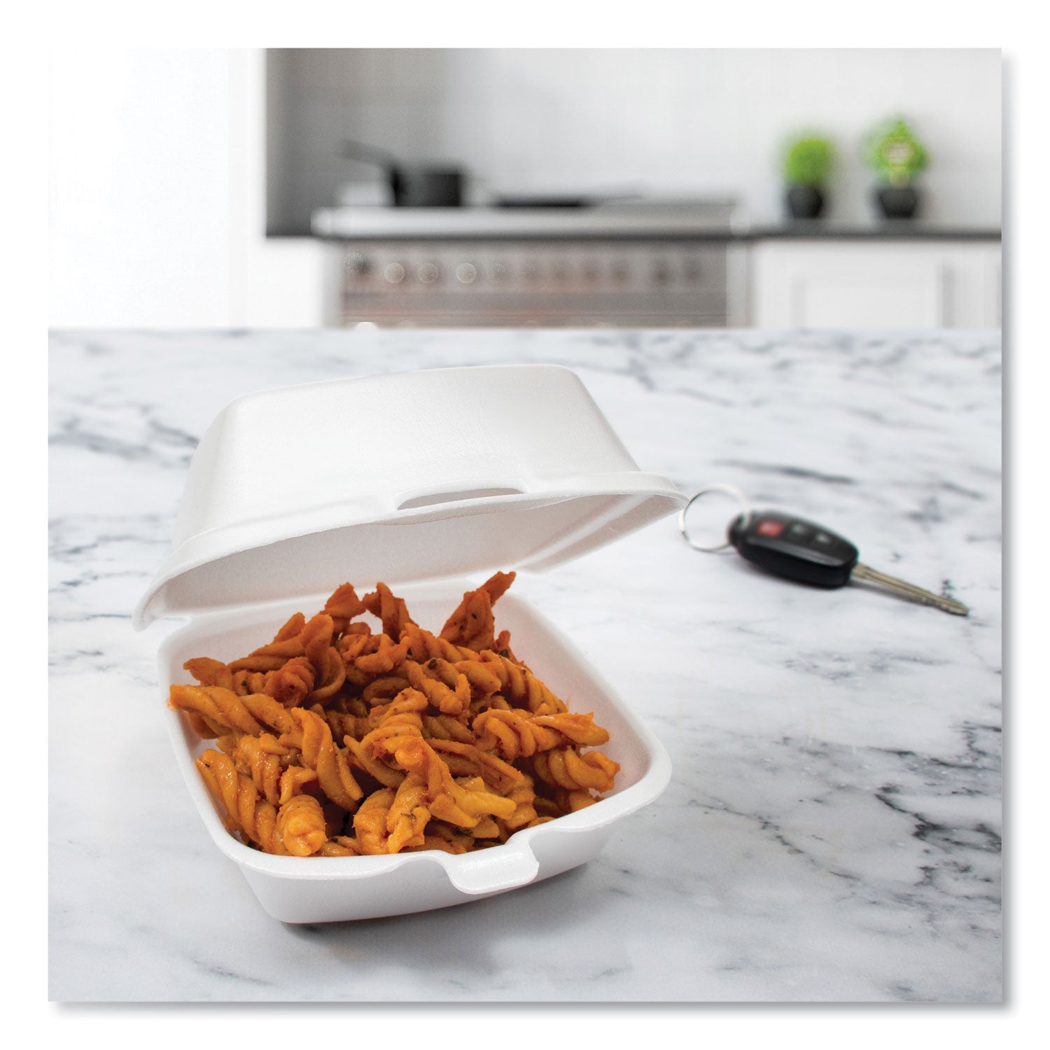 Dart® Foam Hinged Lid Containers, 5.38 X 5.5 X 2.88, White, 500/carton