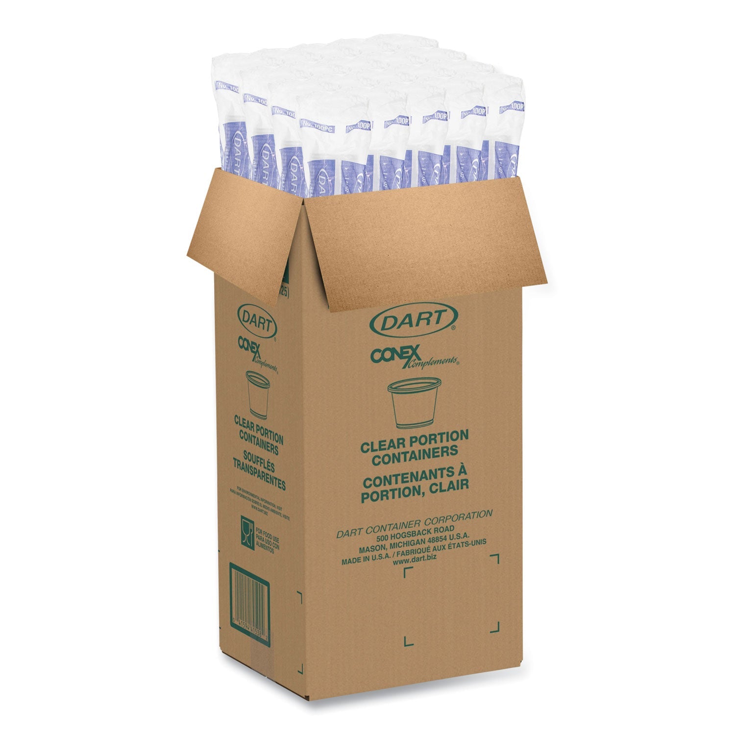 Dart® Conex Complements Portion/Medicine Cups, 1 oz, Plastic, Clear, 125/Bag, 20 Bags/Carton