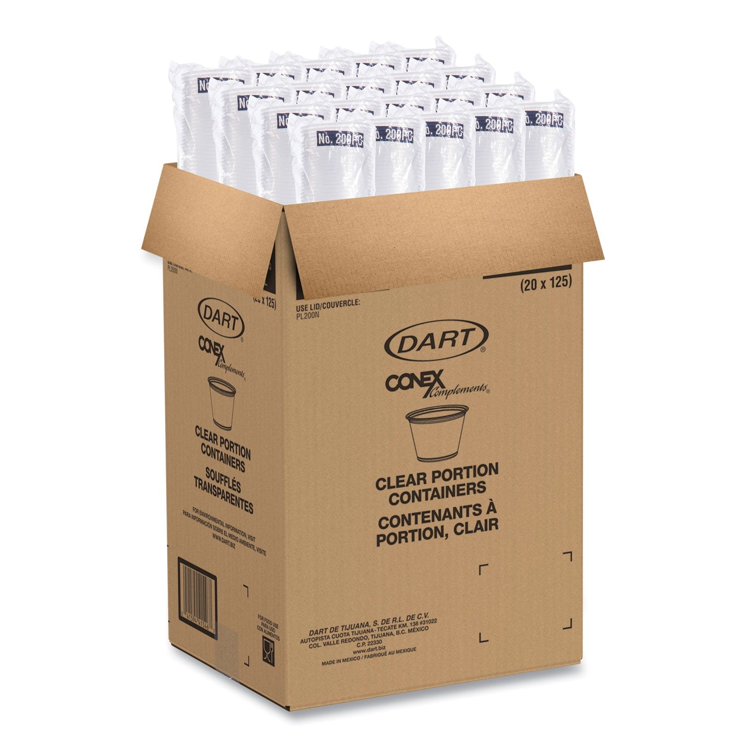 Dart® Conex Complements Portion/Medicine Cups, 2 oz, Plastic, Clear, 125/Bag, 20 Bags/Carton