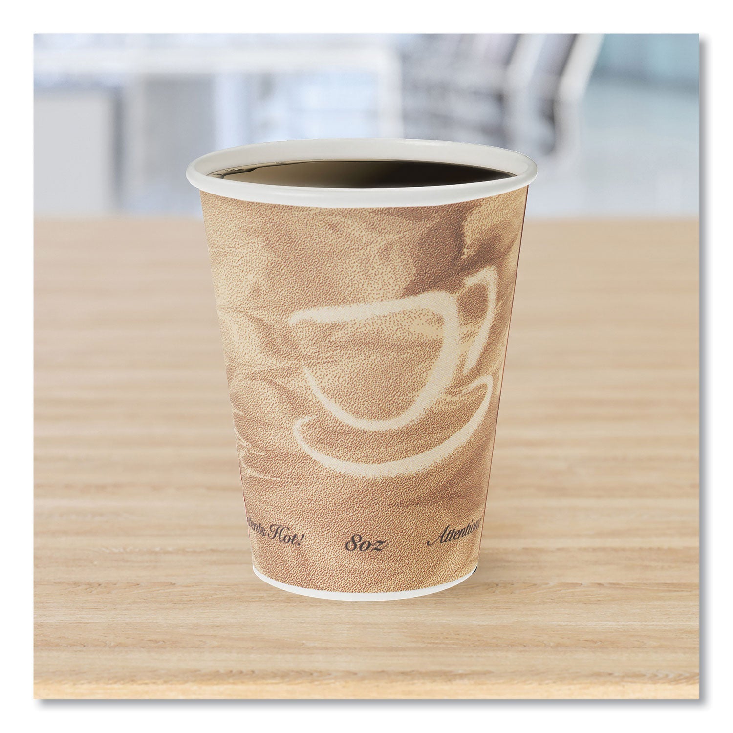 SOLO® Mistique Polycoated Hot Paper Cups, 8 oz, Brown, 50/Sleeve, 20 Sleeves/Carton