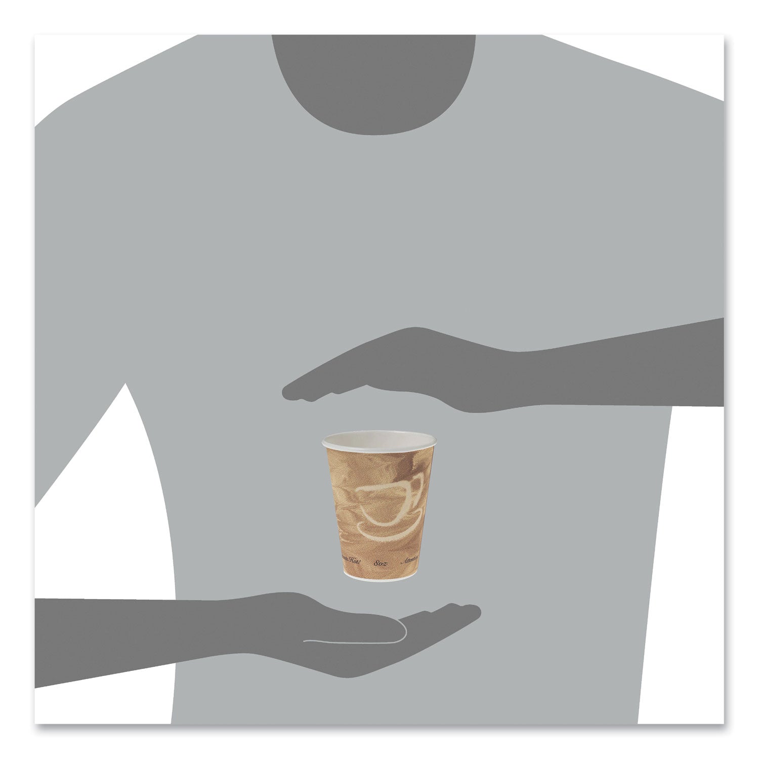 SOLO® Mistique Polycoated Hot Paper Cups, 8 oz, Brown, 50/Sleeve, 20 Sleeves/Carton