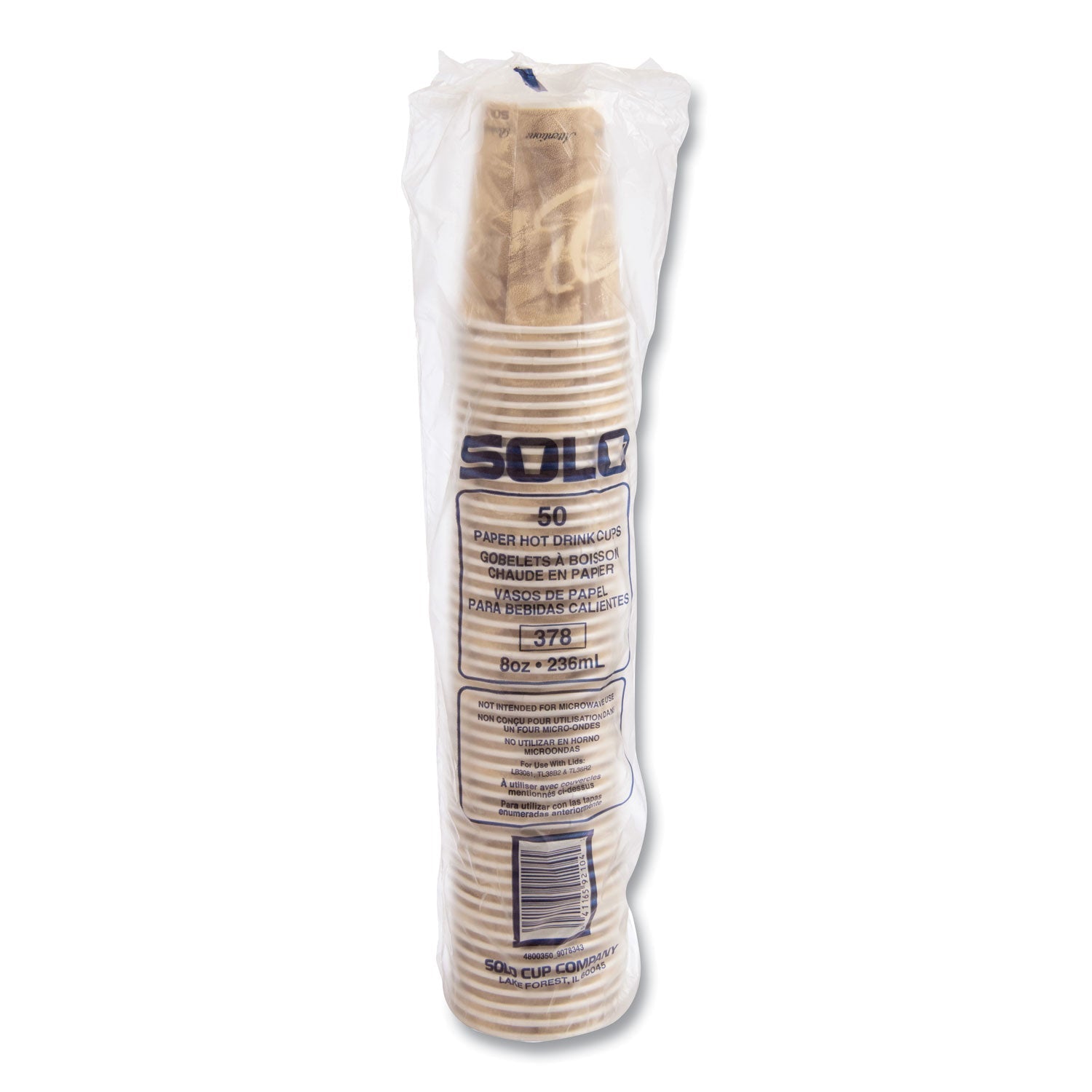 SOLO® Mistique Polycoated Hot Paper Cups, 8 oz, Brown, 50/Sleeve, 20 Sleeves/Carton