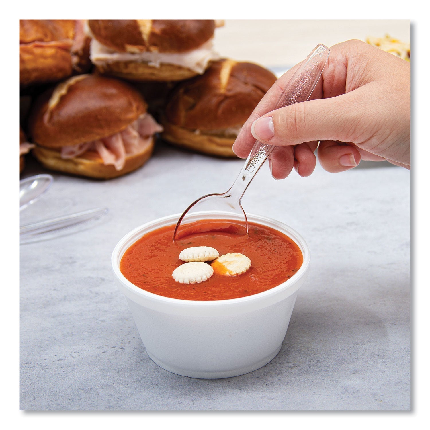 SOLO® Guildware Extra Heavyweight Plastic Cutlery, Soup Spoon, Clear, 1,000/Carton