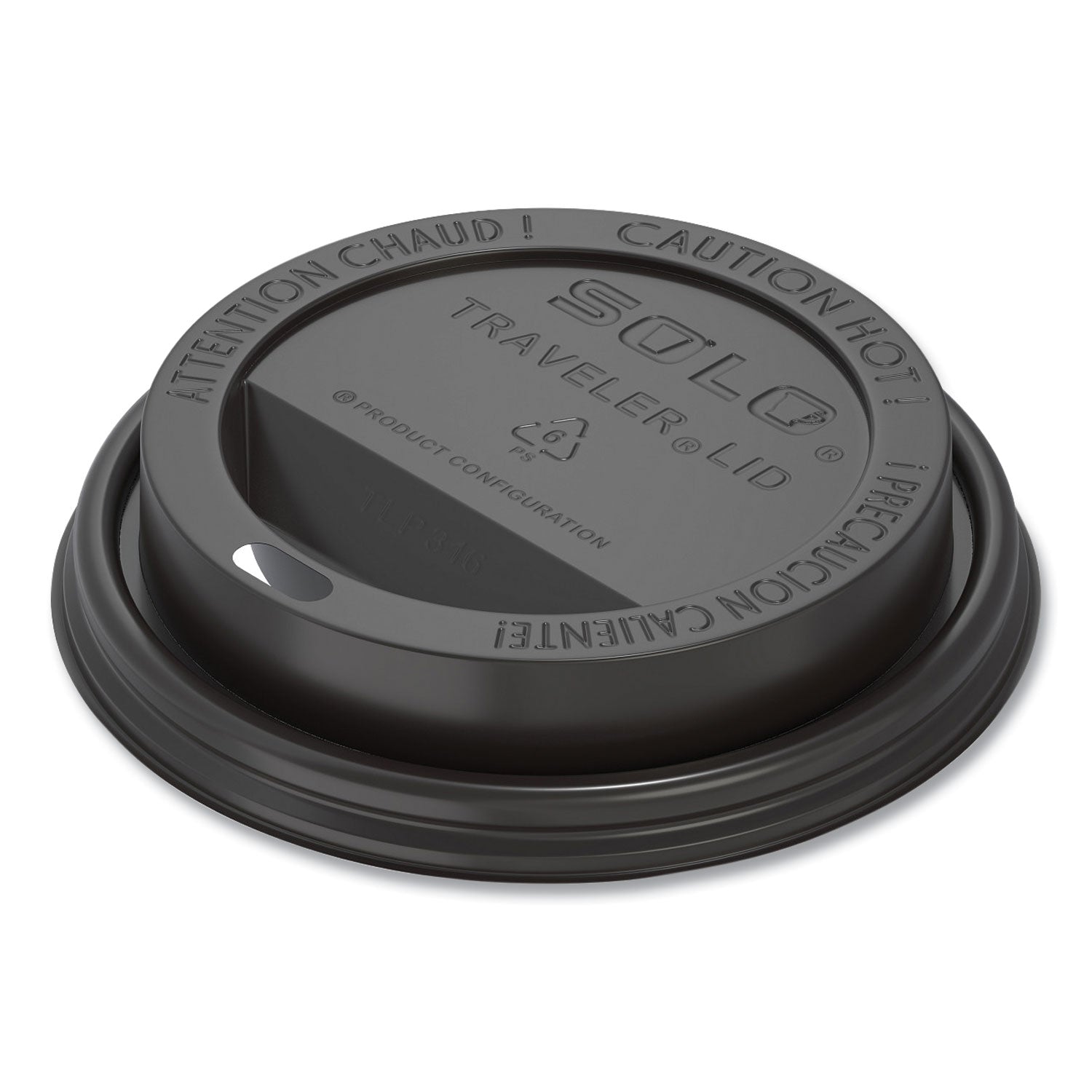 SOLO® Traveler Cappuccino Style Dome Lid, Fits 10 oz to 24 oz Hot Cups, Plastic, Black, 100/Sleeve, 10 Sleeves/Carton