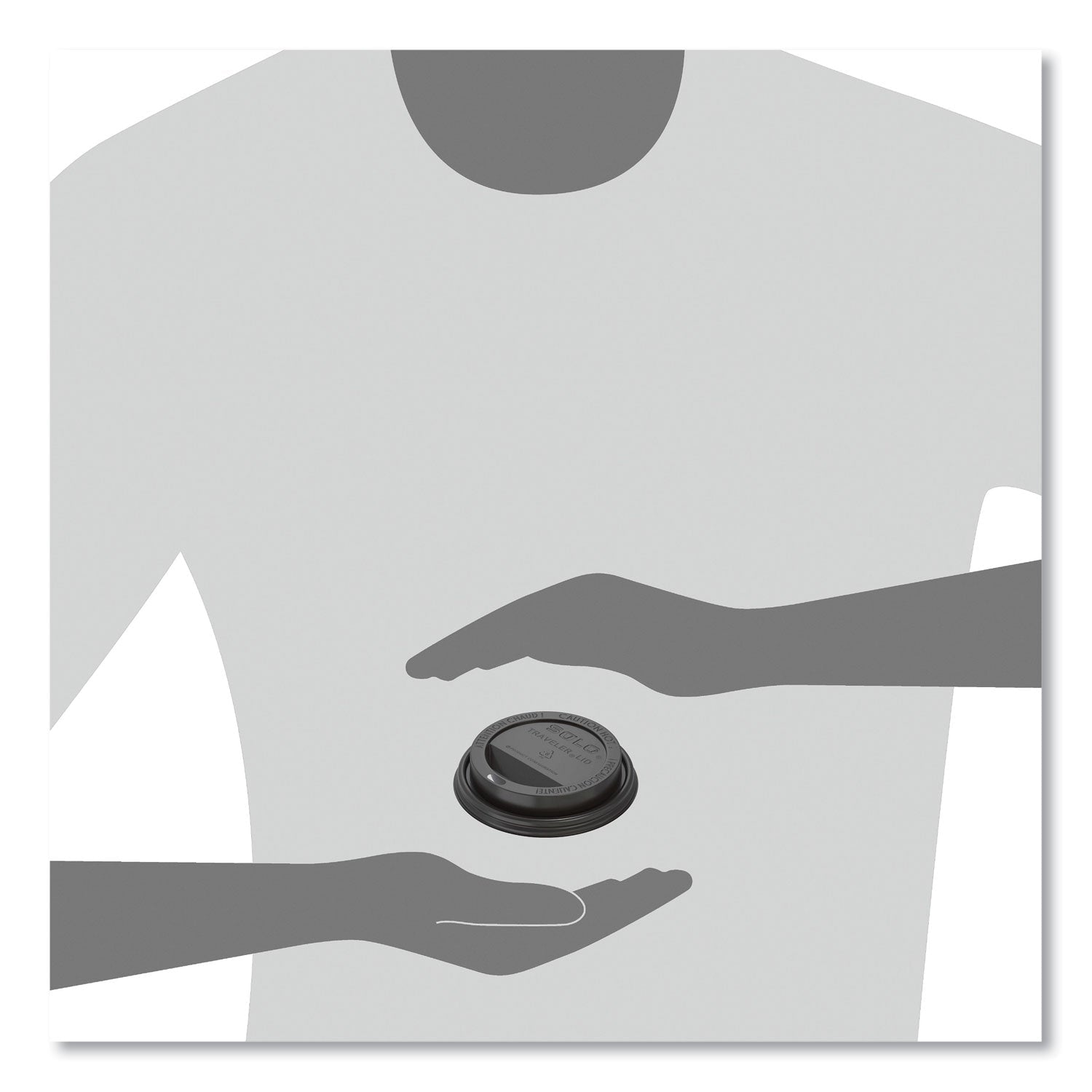 SOLO® Traveler Cappuccino Style Dome Lid, Fits 10 oz to 24 oz Hot Cups, Plastic, Black, 100/Sleeve, 10 Sleeves/Carton