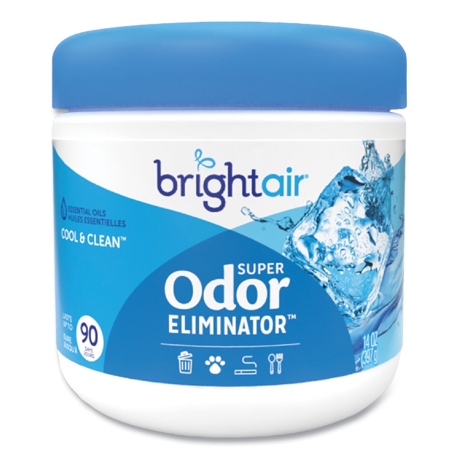 BRIGHT Air® Super Odor Eliminator, Cool And Clean, Blue, 14 Oz Jar