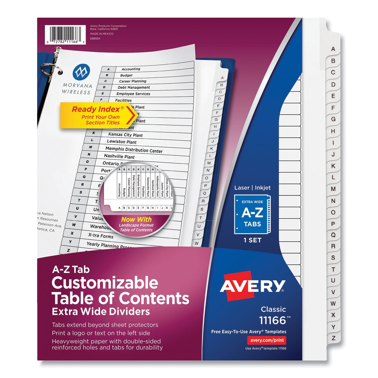 Customizable TOC Ready Index Dividers | A-Z, 26-Tab