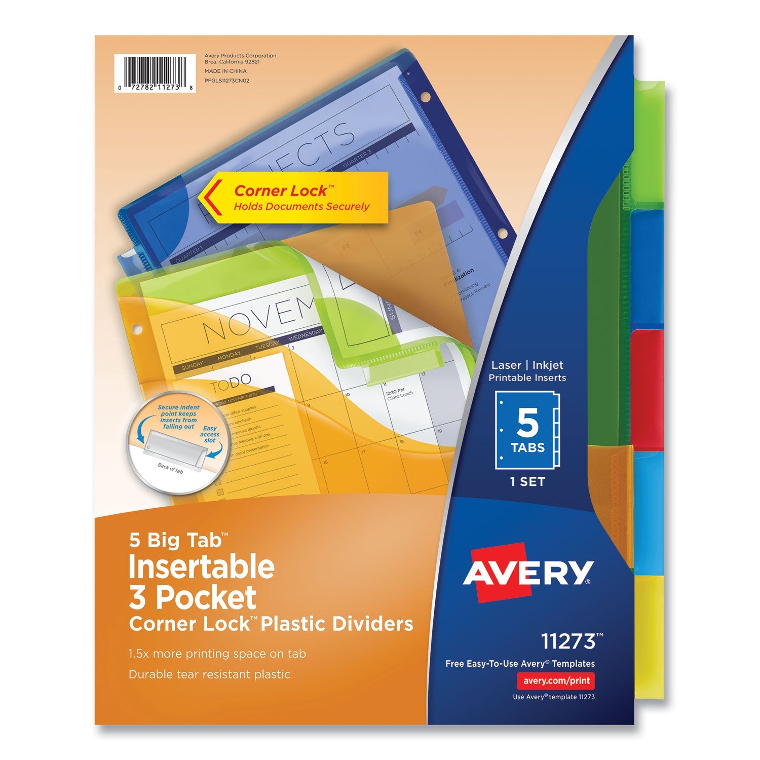 Insertable Big Tab 3-Pocket Dividers | 5-Tab Set