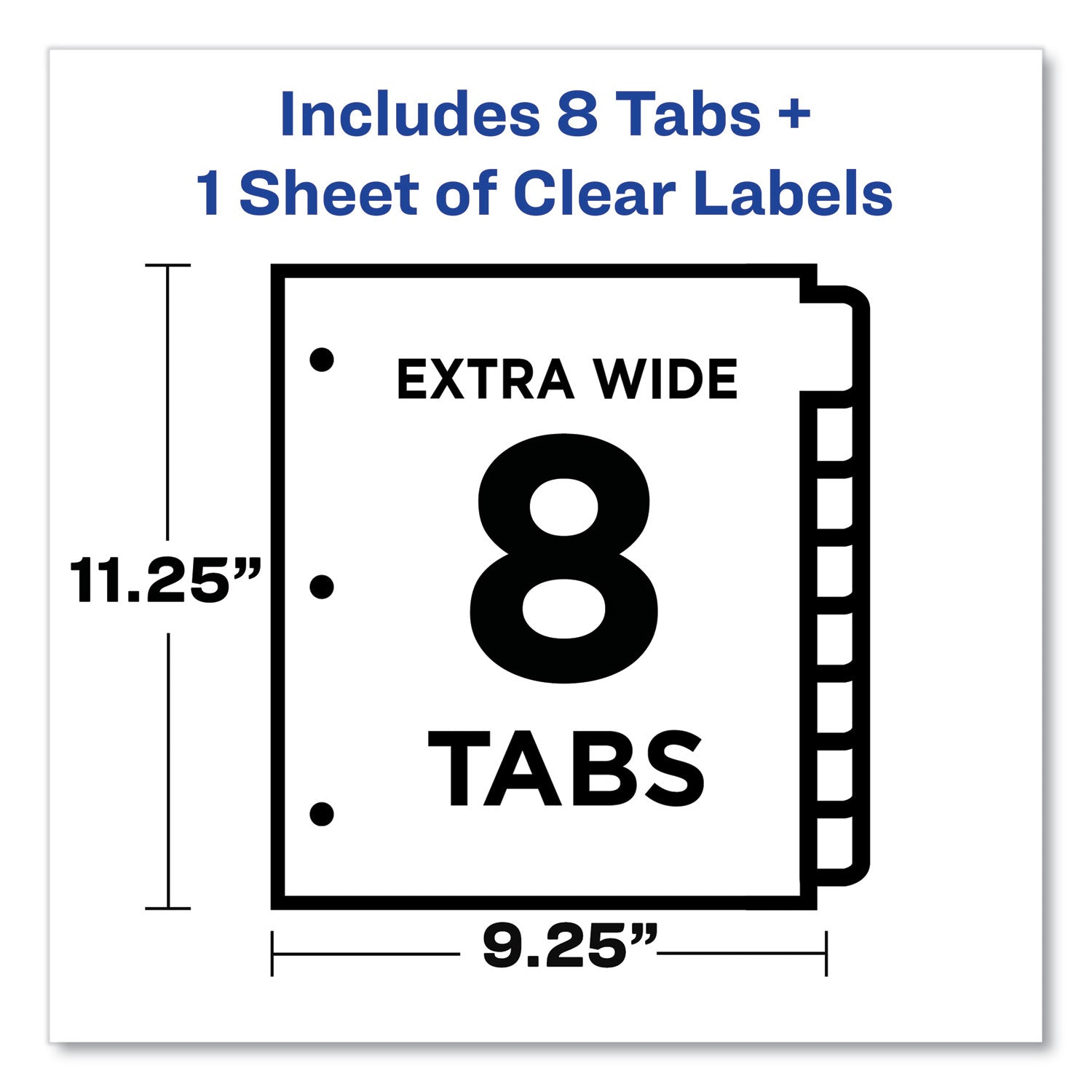 Avery® Print and Apply Index Maker Clear Label Dividers, Extra Wide Tab, 8-Tab, 11.25 x 9.25, White, 1 Set