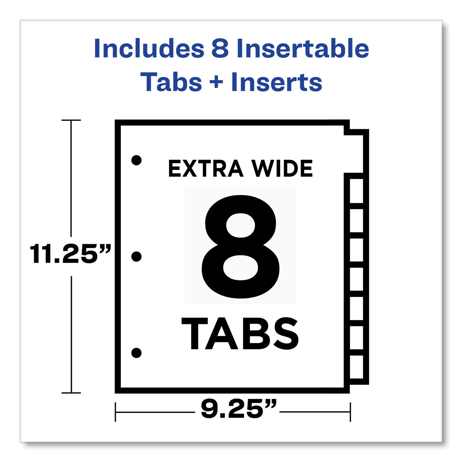 Avery® Insertable Big Tab Plastic 1-Pocket Dividers, 8-Tab, 11.13 X 9.25, Assorted, 1 Set