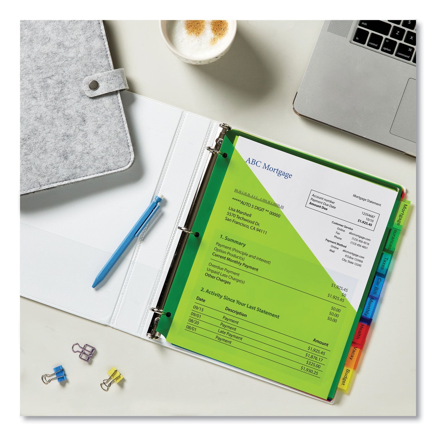 Avery® Insertable Big Tab Plastic 1-Pocket Dividers, 8-Tab, 11.13 X 9.25, Assorted, 1 Set