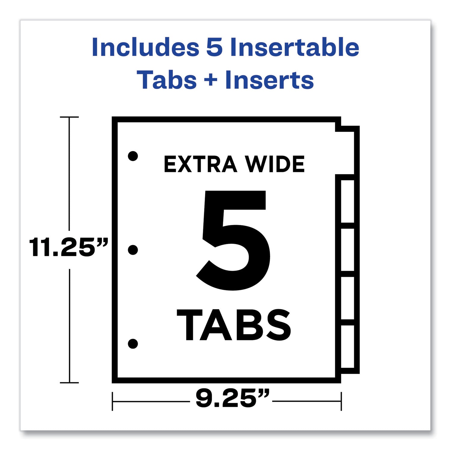 Avery® Insertable Big Tab Plastic 2-Pocket Dividers, 5-Tab, 11.13 X 9.25, Assorted, 1 Set