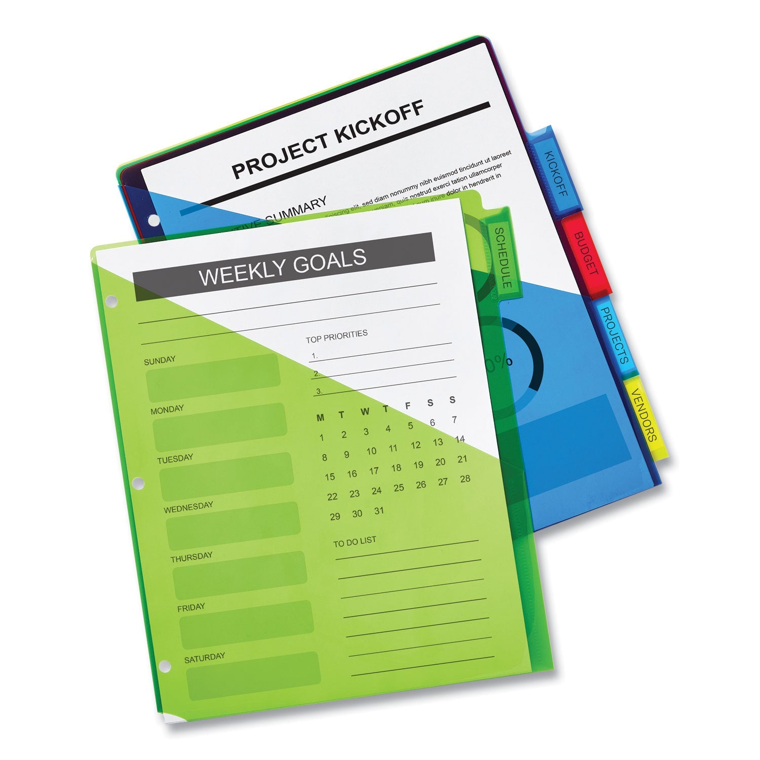 Avery® Insertable Big Tab Plastic 2-Pocket Dividers, 5-Tab, 11.13 X 9.25, Assorted, 1 Set