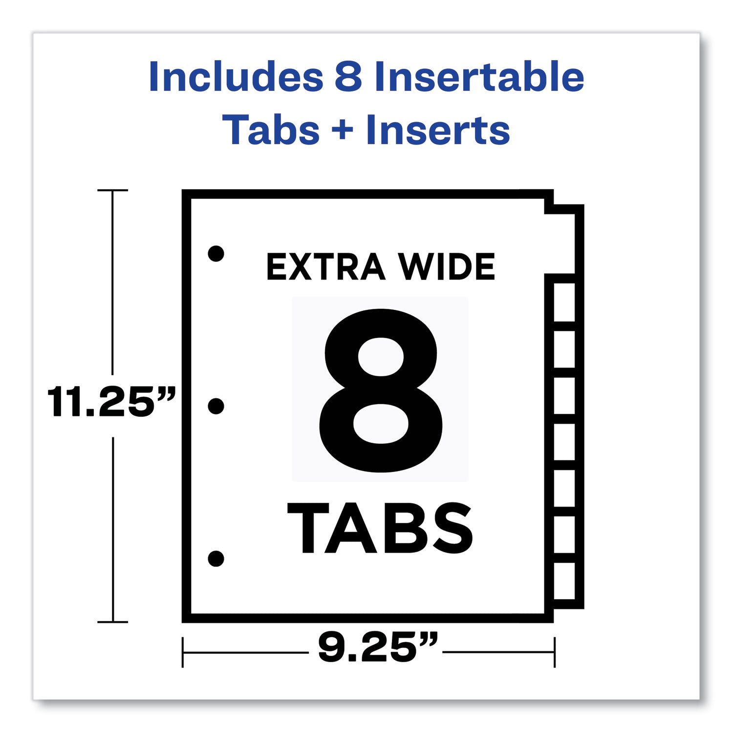 Avery® Insertable Big Tab Plastic 2-Pocket Dividers, 8-Tab, 11.13 X 9.25, Assorted, 1 Set