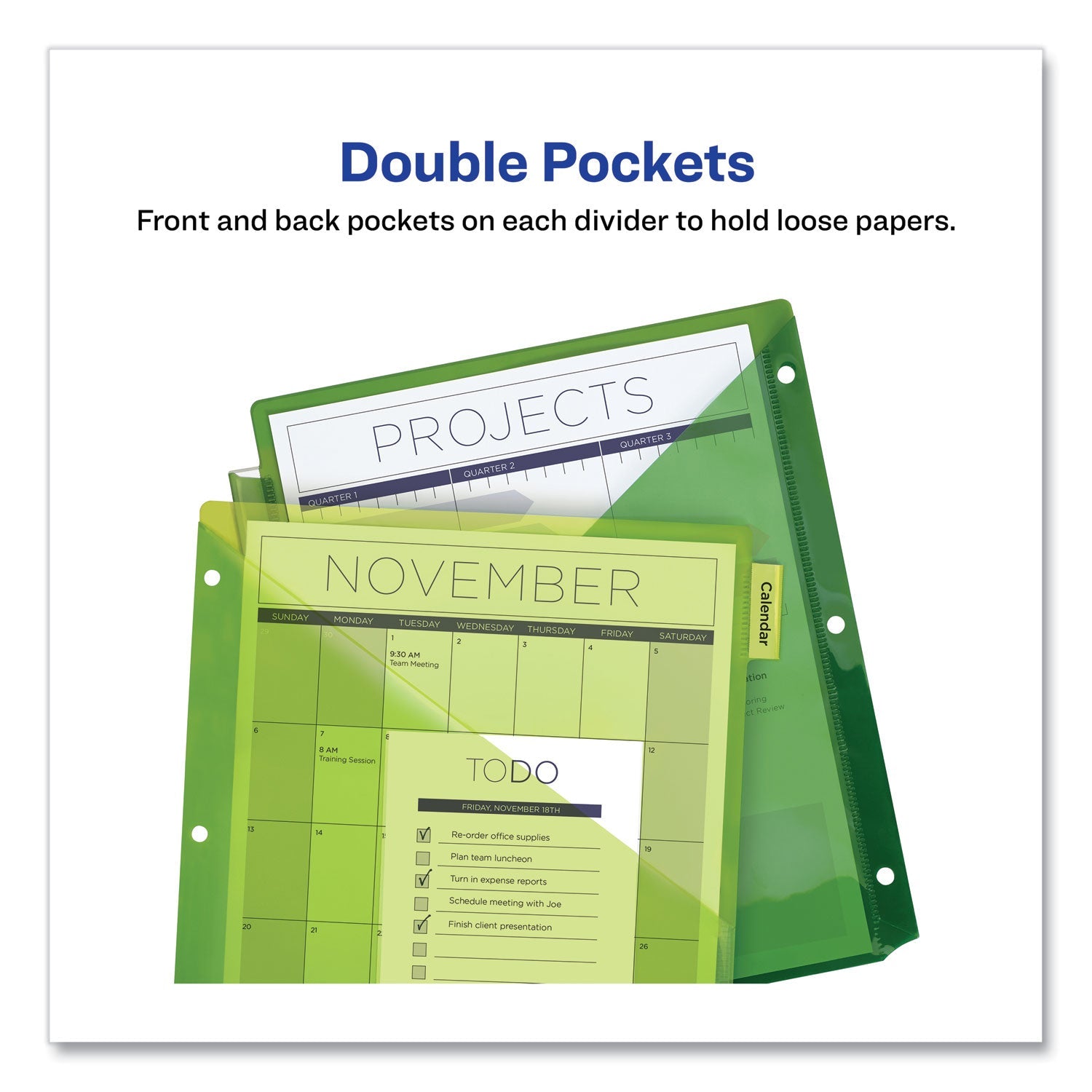 Avery® Insertable Big Tab Plastic 2-Pocket Dividers, 8-Tab, 11.13 X 9.25, Assorted, 1 Set