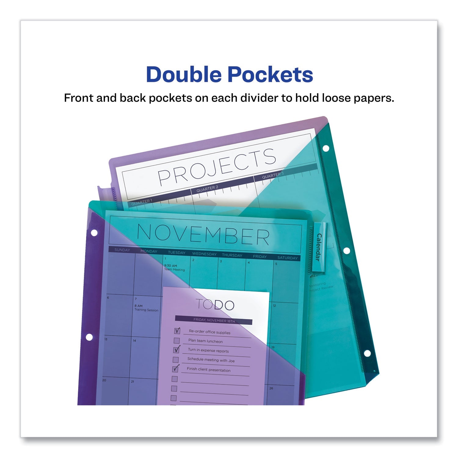 Avery® Big Tab Insertable Two-Pocket Plastic Dividers, 5-Tab, 11.13 X 9.25, Assorted, 1 Set