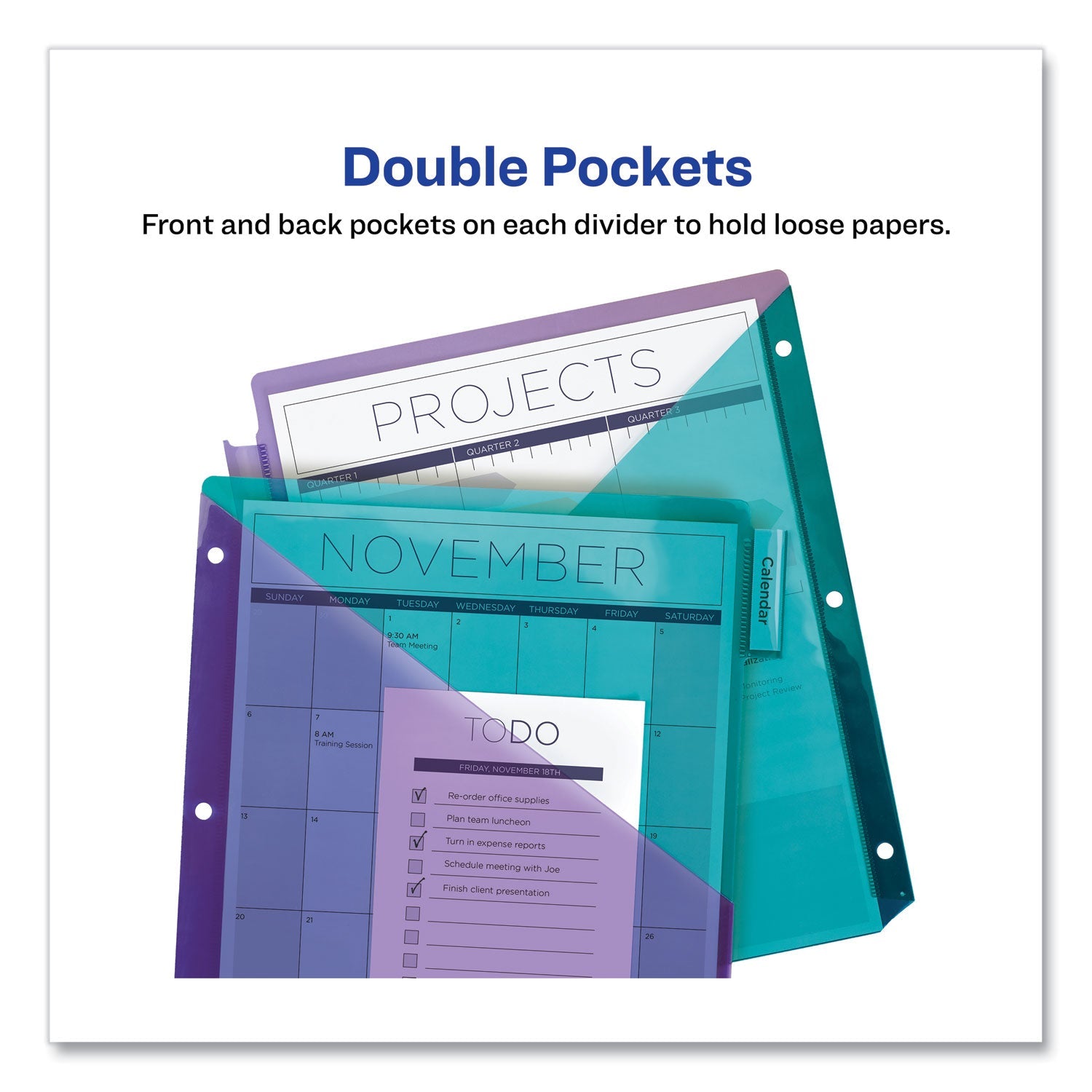 Avery® Big Tab Insertable Two-Pocket Plastic Dividers, 8-Tab, 11.13 X 9.25, Assorted, 1 Set
