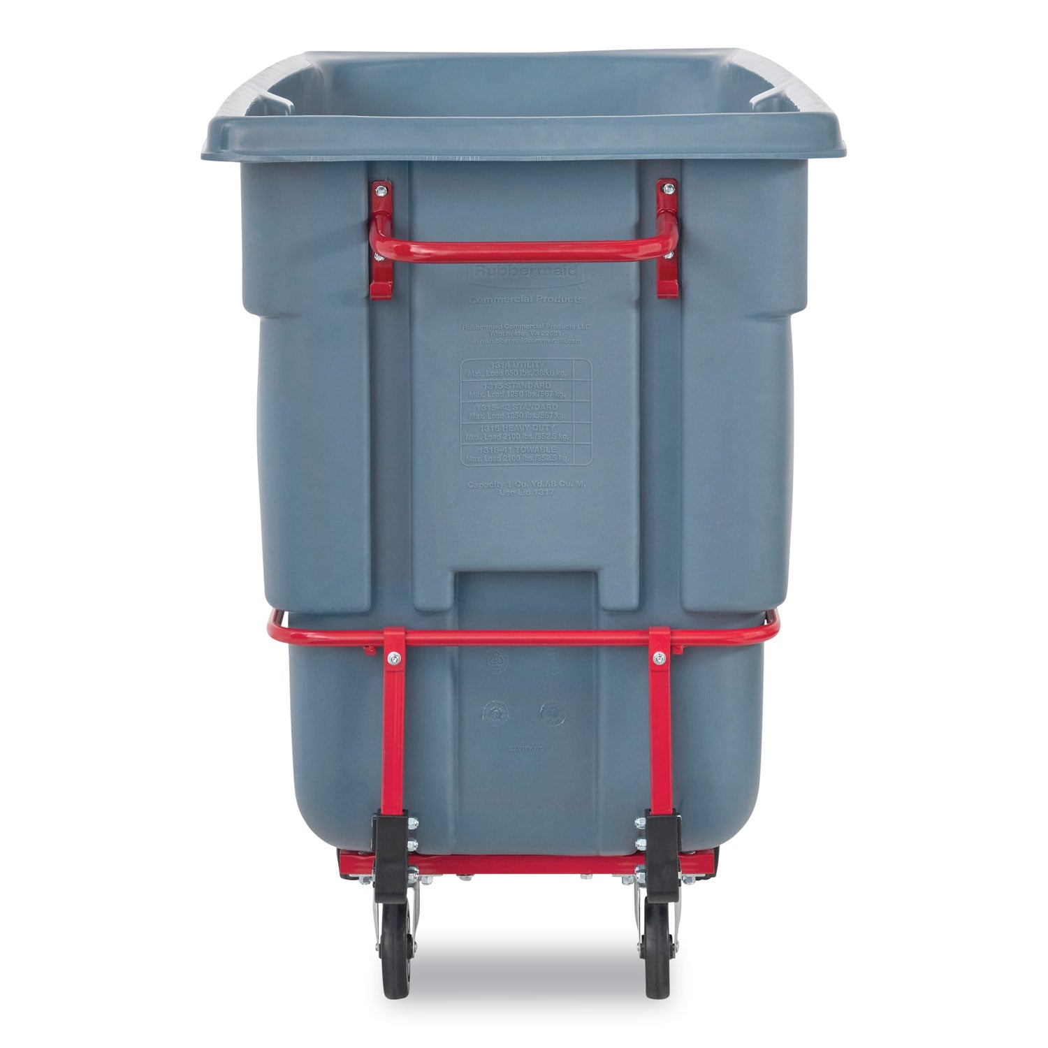 Rubbermaid® Commercial 1 cu yd BRUTE DURATILT Frame Tilt Truck, Standard Duty, 1,200 lb Capacity, Gray