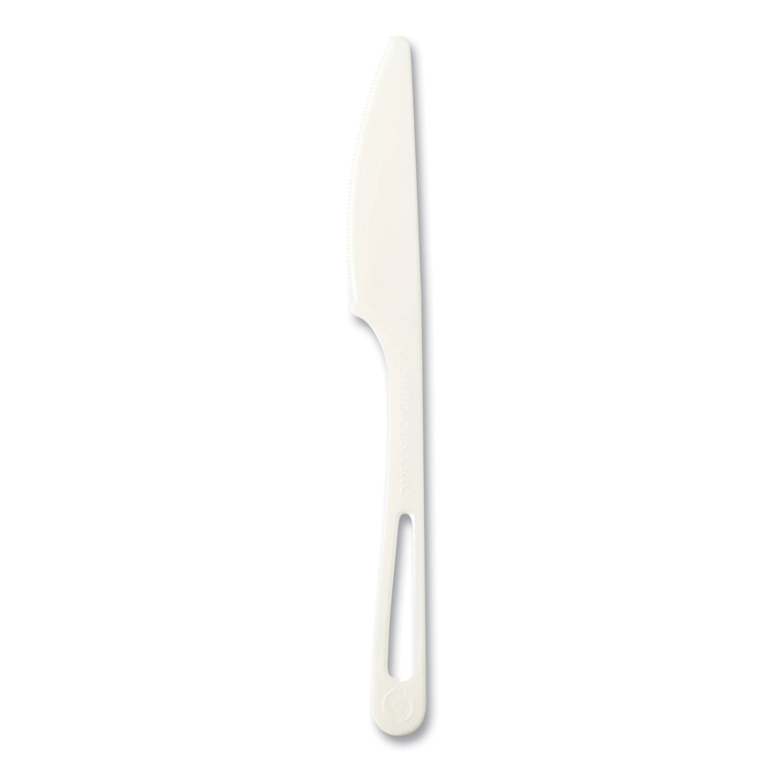 World Centric® Cutlery Dispenser Refills, Knife, Plastic, White, 100/Bag, 10 Bags/Carton