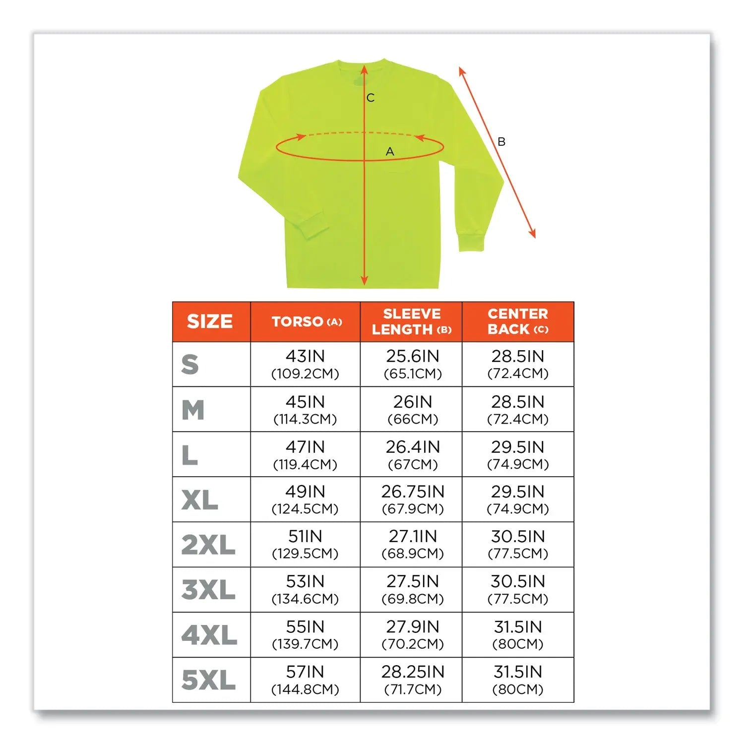 ergodyne® GloWear 8091 Non-Certified Hi-Vis Long Sleeve Shirt, 5X-Large, Lime