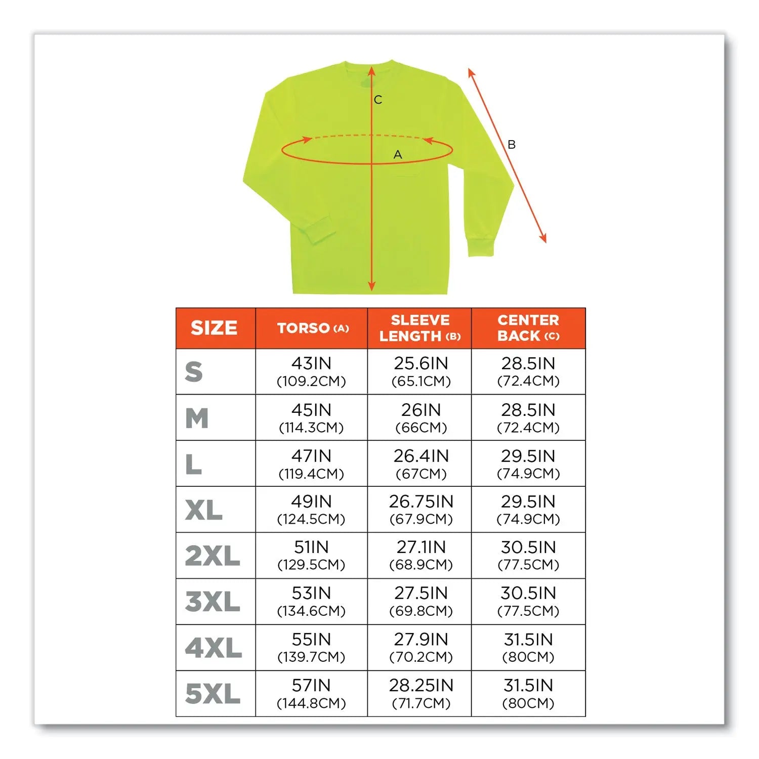 ergodyne® GloWear 8091 Non-Certified Hi-Vis Long Sleeve Shirt, 4X-Large, Lime
