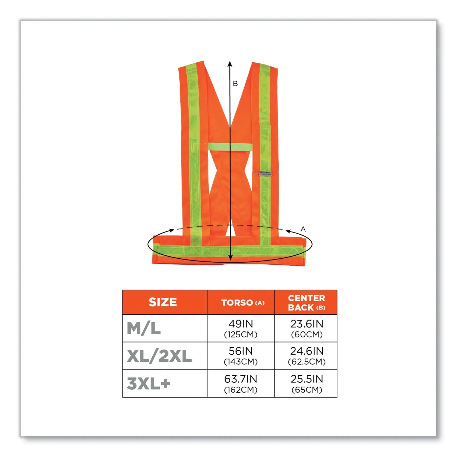 ergodyne® GloWear 8140BA Class 1 Breakaway Sash, Polyester, X-Large/2X-Large, Orange