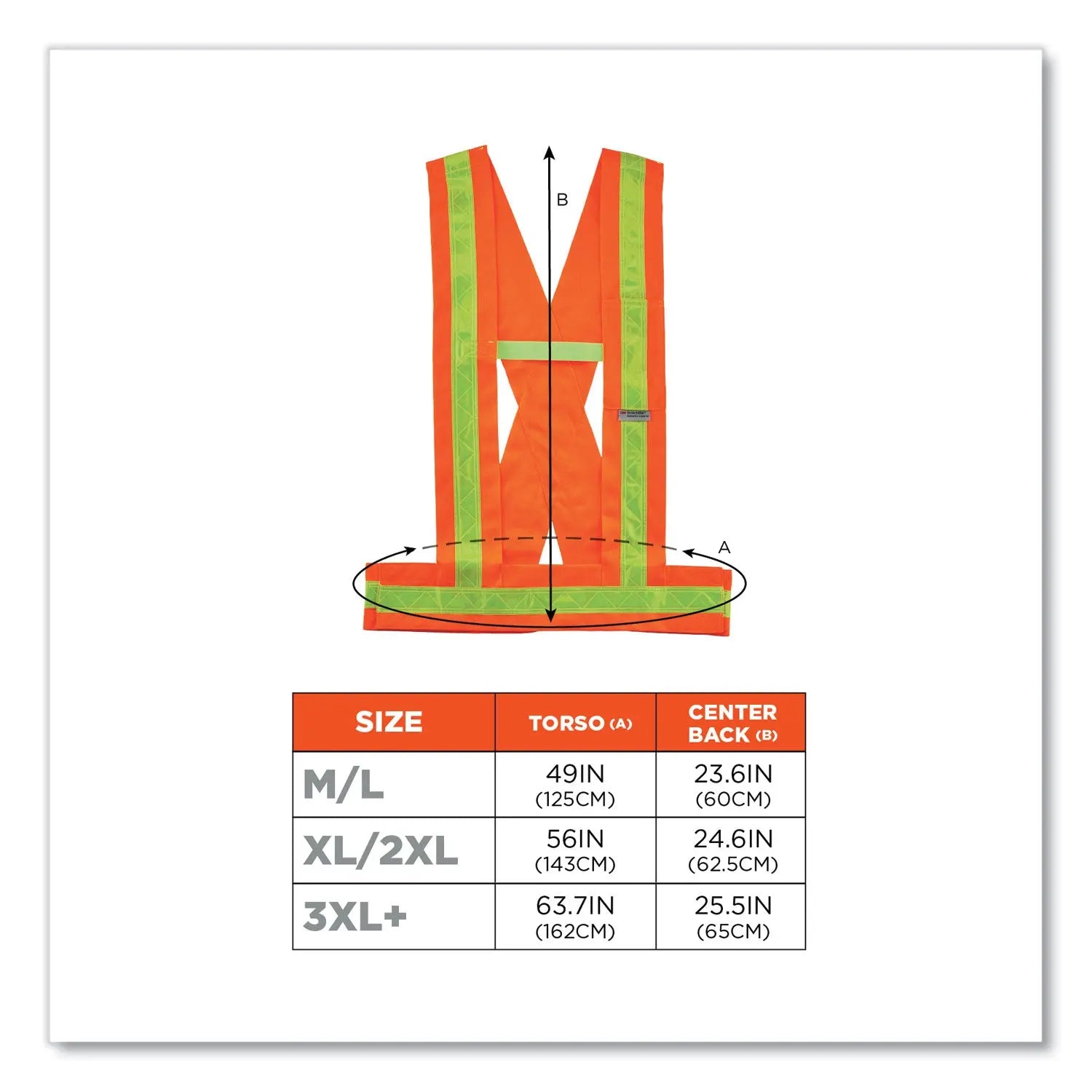 ergodyne® GloWear 8140BA Class 1 Breakaway Sash, Polyester, Medium/Large, Orange