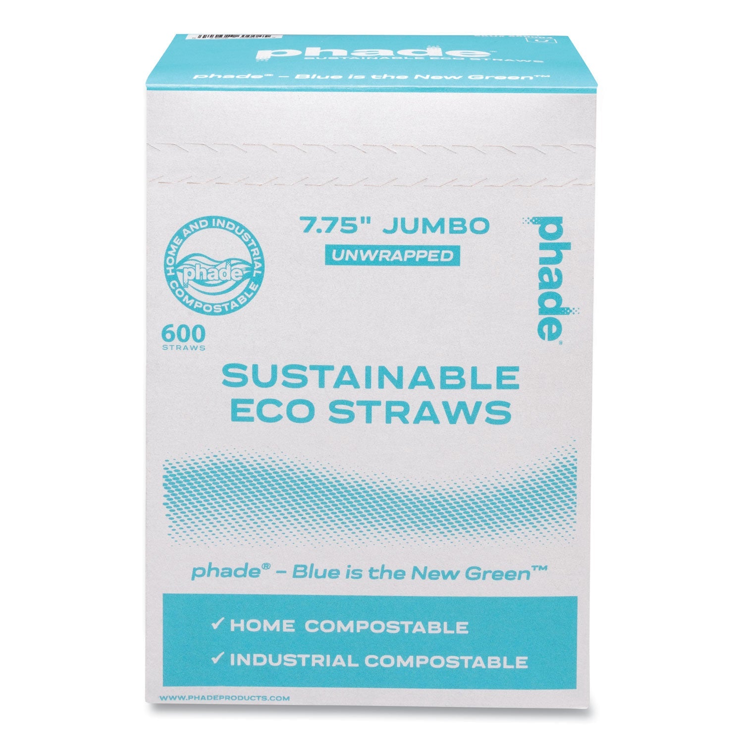 phade™ Marine Biodegradable Straws, 7.75", Ocean Blue, 6,000/Carton