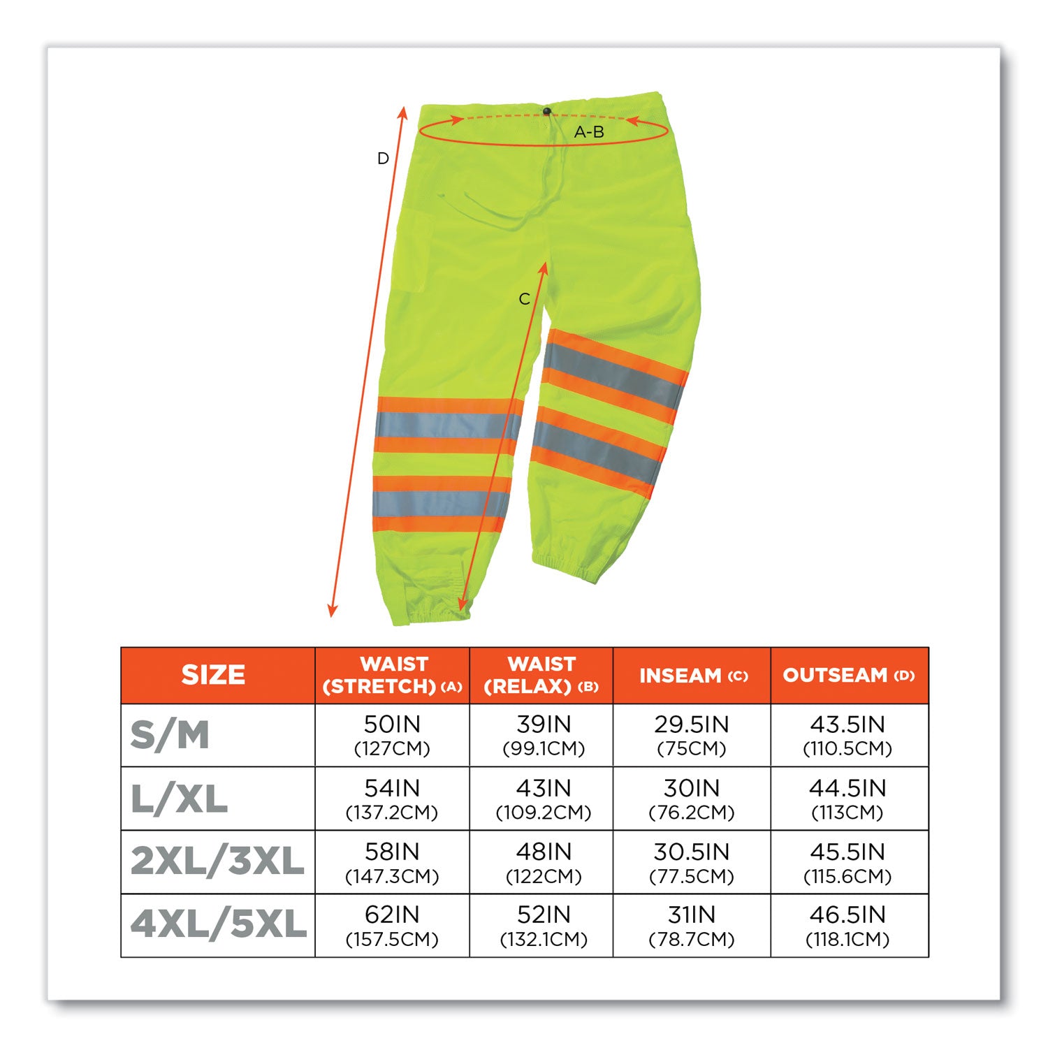ergodyne® GloWear 8911 Class E Two-Tone Pants, Large/X-Large, Lime