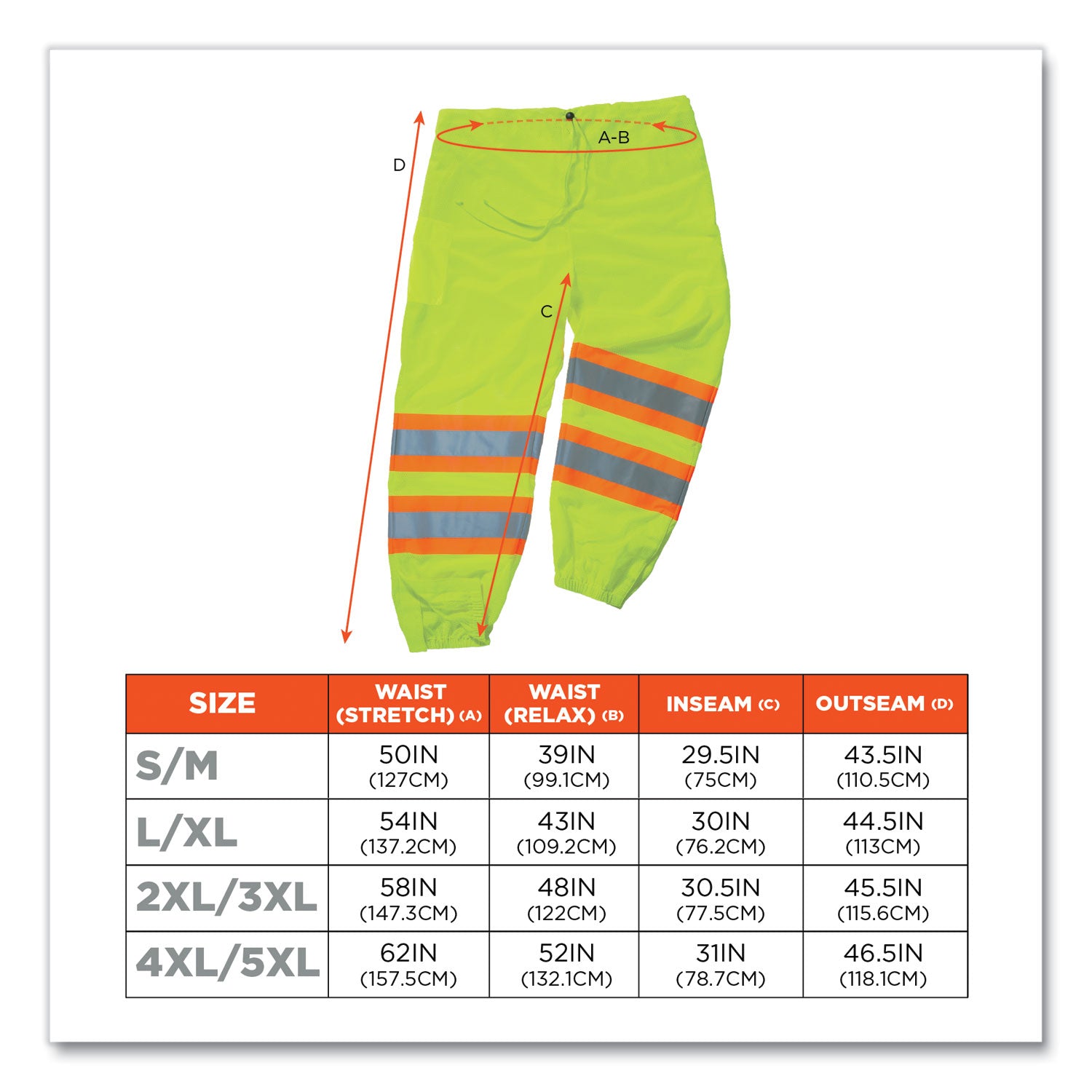 ergodyne® GloWear 8911 Class E Two-Tone Pants, 2X-Large/3X-Large, Lime