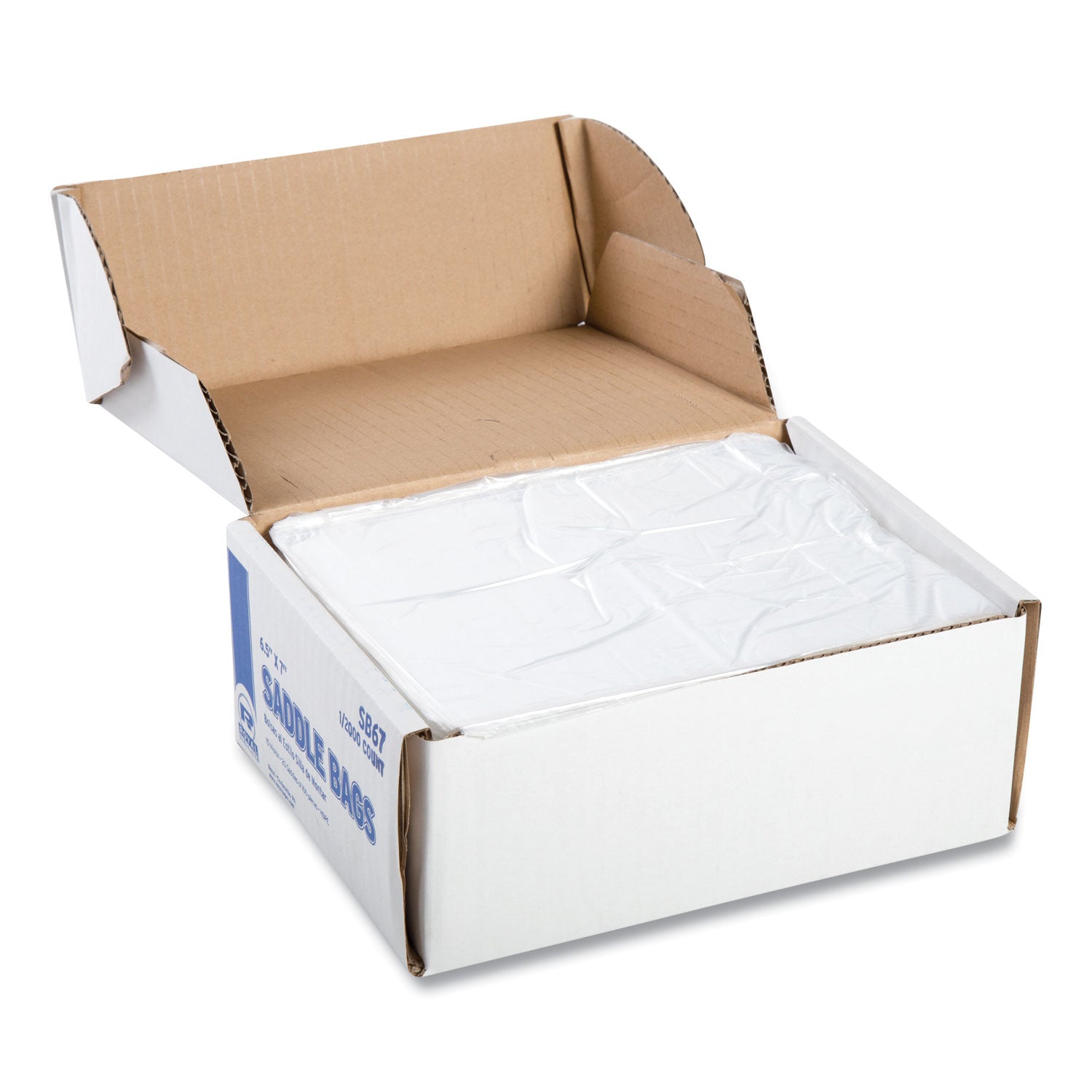 AmerCareRoyal® Saddle Bags, Fold-Top Closure, 0.59 mil, 7.99" x 6.49", Clear, 2,000/Carton