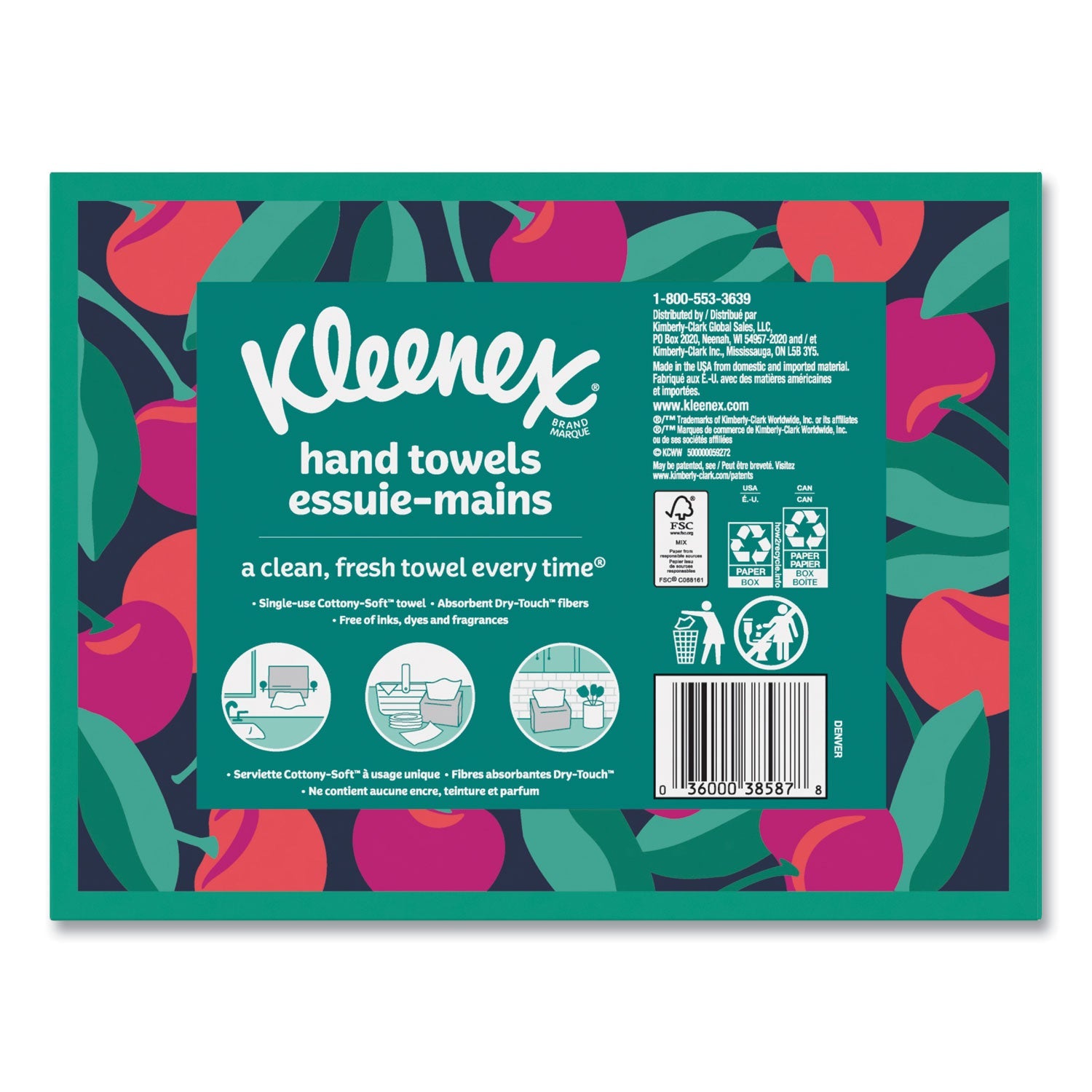 Kleenex® Everyday Hand Towels, 1-Ply, 8 x 9.1, White, 60 Towels/Box