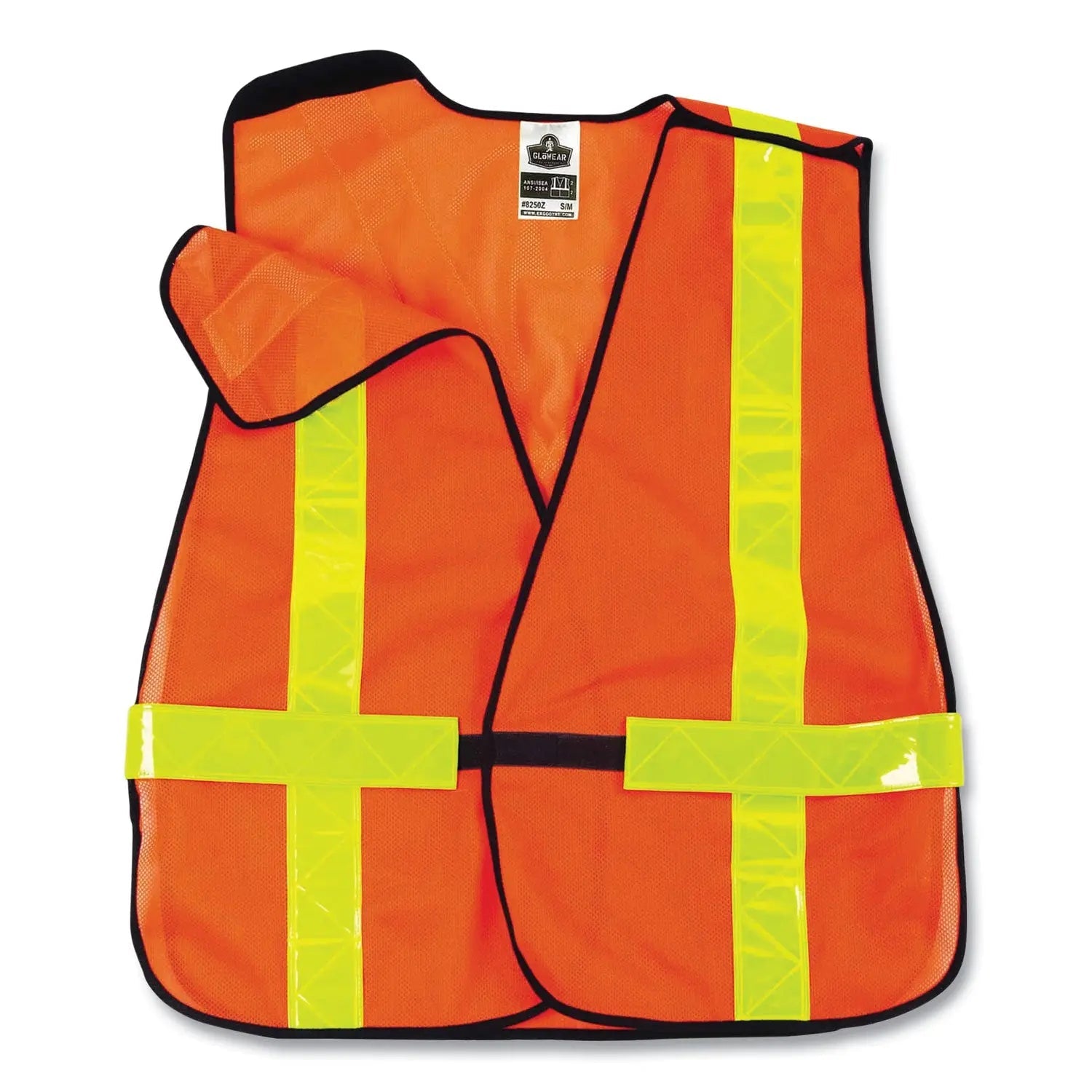 ergodyne® GloWear 8080BAX Non-Certified X-Back Hi-Vis Safety Vest, Polyester, One Size Fits Most, Orange/Yellow