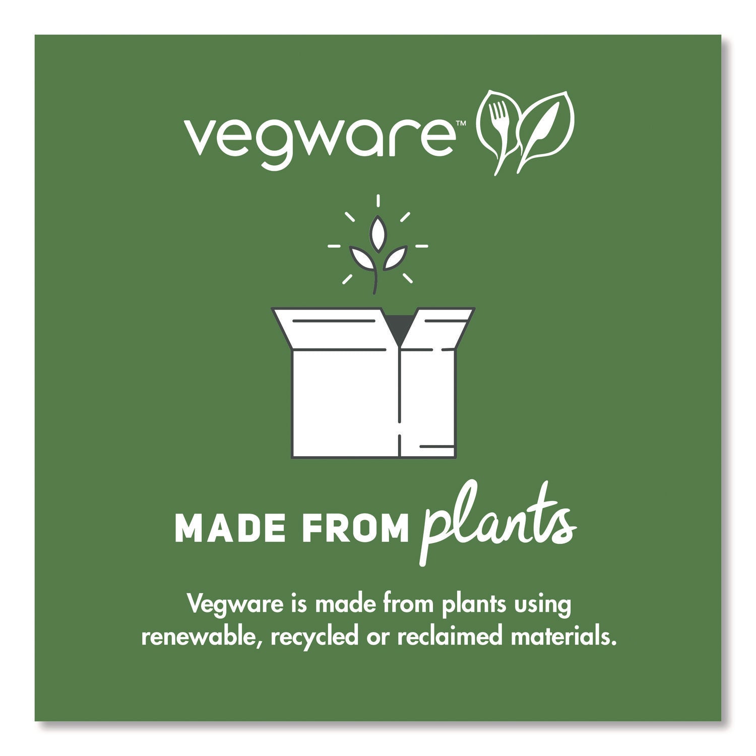 Vegware™ Nourish Molded Fiber Takeout Containers, Compostable, 5.9 x 5.9 x 2.9, White, Sugarcane, 400/Carton
