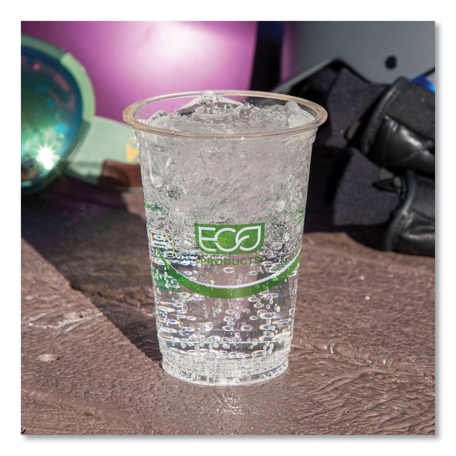 Eco-Products® GreenStripe Renewable and Compostable Cold Cups Convenience Pack, 16 oz, Plastic, Clear, 50/Pack