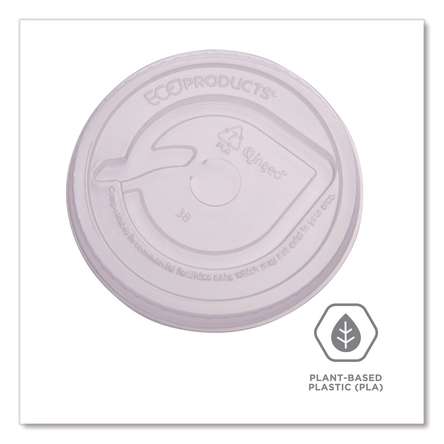 Eco-Products® GreenStripe Cold Cup Flat Lids, Fits 9 oz to 24 oz Cold Cups, Plastic, Clear, 100/Pack, 10 Packs/Carton
