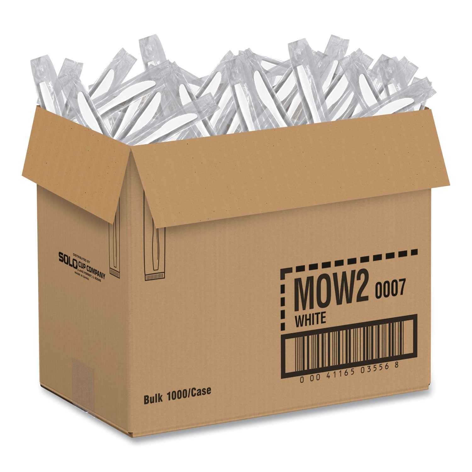 SOLO® Regal Mediumweight Cutlery, Individually Wrapped, Knife, Plastic, White, 1,000/Carton