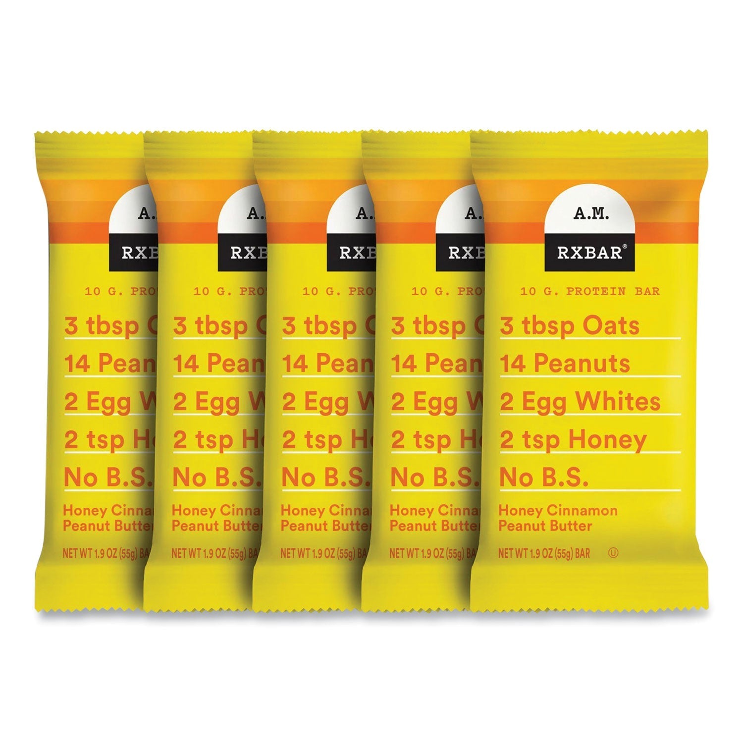 A.M. RXBAR® Adult Bars, Honey Cinnamon Peanut Butter, 1.9 oz Bar, 5 Bars/Packs, 2 Packs/Carton