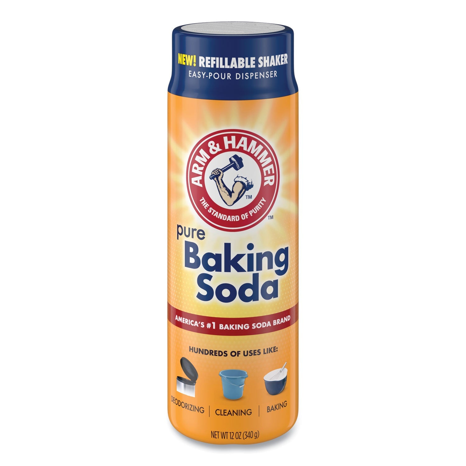 Arm & Hammer™ Baking Soda, 12 oz Refillable Shaker Canister, 6/Carton