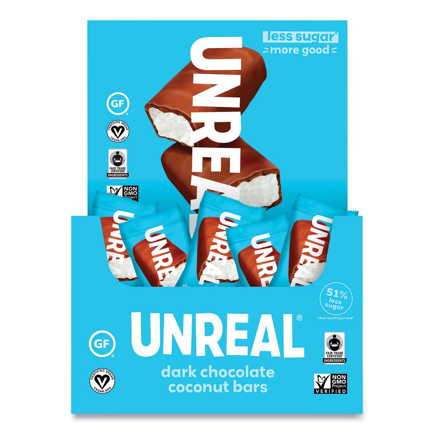 UNREAL® Dark Chocolate Coconut Bars, 0.53 oz, Individually Wrapped, 40/Pack