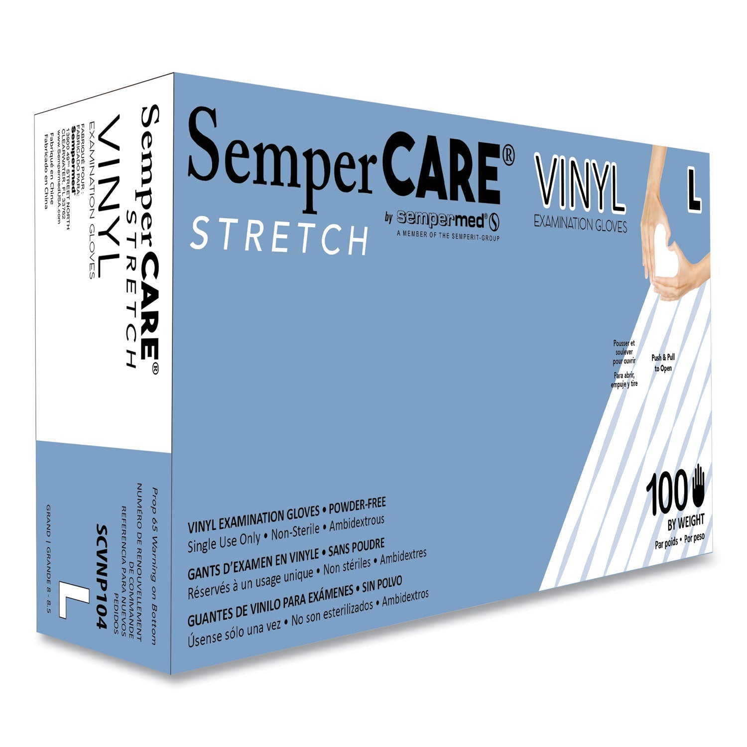 Stretch Vinyl Exam Gloves | SemperCare® Large 1k-Ct