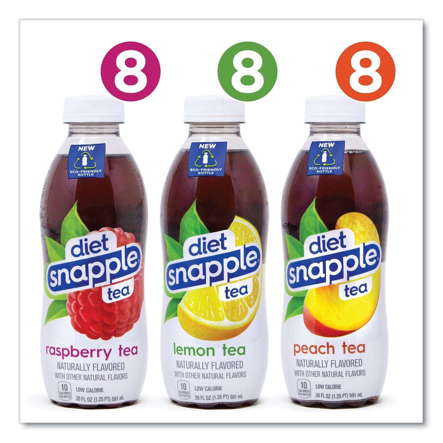 diet Snapple® Ice Tea Variety Pack, Assorted Flavors, 20 oz Bottle, 24/Carton
